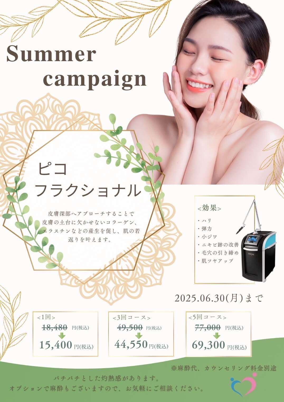 ①ニキビや毛穴に！ピコフラクショナルキャンペーン